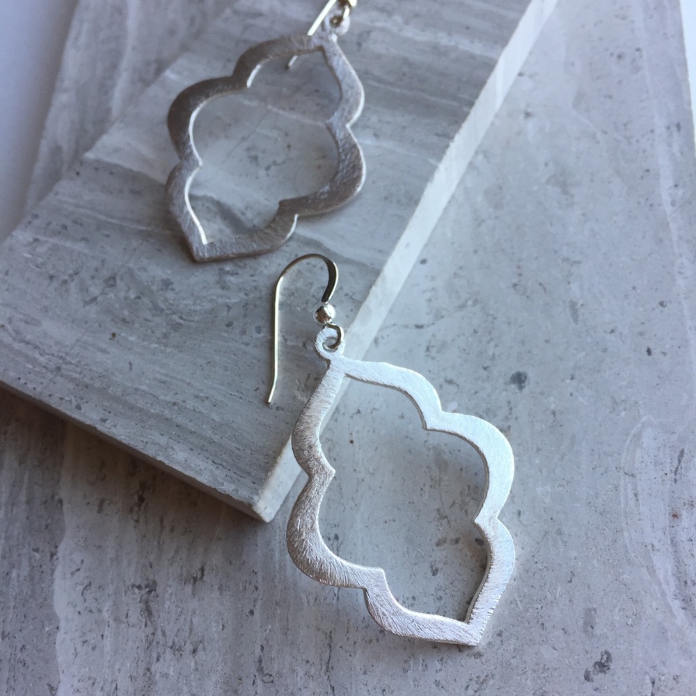 Silver Brushed Lantern Earrings